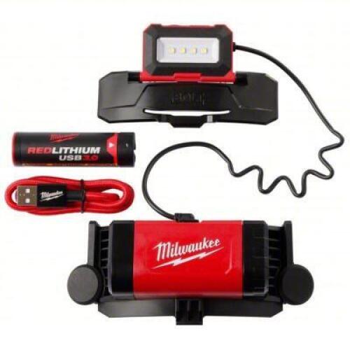 DESCRIPTION: (2) HARD HAT HEADLAMP BRAND/MODEL: MILWAUKEE #801UP6 INFORMATION: RED, 600 LM MAX BRIGHTNESS, 4 HR RUN TIME AT MAX BRIGHTNESS, 35 M MAX B