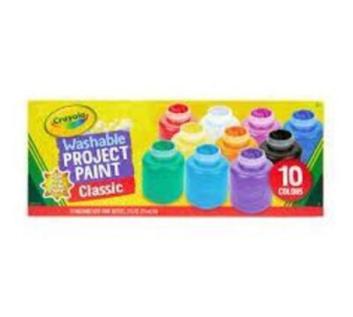 DESCRIPTION: (1) WASHABLE PROJECT PAINT BRAND/MODEL: CRAYOLA SIZE: 10 COLORS RETAIL$: $13.00 EA QTY: 1