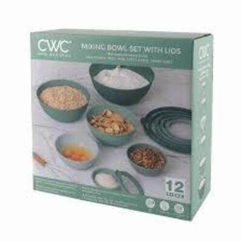 DESCRIPTION: (1) STACK AND STORE MIXING BOWL SET BRAND/MODEL: CWC SIZE: 12 PIECES RETAIL$: $49.99 EA QTY: 1