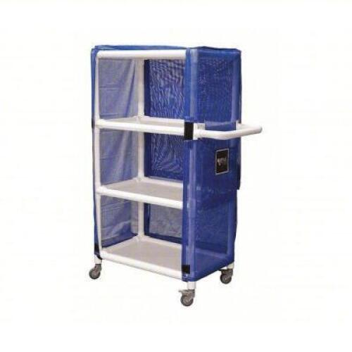 DESCRIPTION: (1) LINEN CART BRAND/MODEL: ROYAL BASKET TRUCKS #20JK35 INFORMATION: BLUE, 3 SHELVES SIZE: 32 IN OVERALL LG, 19 3/4 IN OVERALL WD, 61 IN