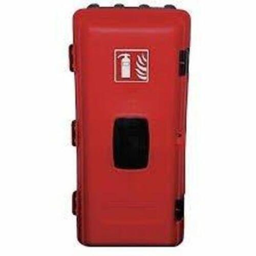 DESCRIPTION: (1) FIRE EXTINGUISHER CABINET BRAND/MODEL: JONESCO #6ATL6 INFORMATION: RED PLASTIC SIZE: FOR 10 LB TANK RETAIL$: $150.84 EA QTY: 1