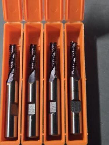 DESCRIPTION: (4) COBALT ROUGHING END MILLS BRAND/MODEL: HERTEL 62852603 SIZE: 1/4" DIA 3/8" SD 7/8":" LOC RETAIL$: $123.64 QTY: 4