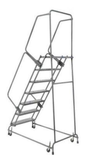 DESCRIPTION: (1) ROLLING LADDER BRAND/MODEL: COTTERMAN INFORMATION: SEE INSPECTION, PIC DIFFERS SLIGHTLY FROM ACTUAL PRODUCT RETAIL$: $479.95 SIZE: 7