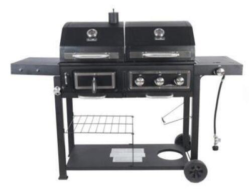 DESCRIPTION: (1) DUAL FUEL GAS/CHARCOAL GRILL BRAND/MODEL: REVOACE RETAIL$: $149.90 QTY: 1