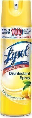 DESCRIPTION: (6)DISINFECTANT SPRAY BRAND/MODEL: LYSOL INFORMATION: LEMON SIZE: 38 OZ QTY: 6