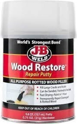 DESCRIPTION: (2) WOOD RESTORE REPAIR PUTTY BRAND/MODEL: JB WELD SIZE: 0.8 QT RETAIL$: $30.00 EA QTY: 2