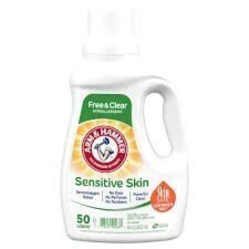 DESCRIPTION: (5) SENSITIVE SKIN LAUNDRY DETERGENT BRAND/MODEL: ARM AND HAMMER FREE AND CLEAR SIZE: 50 FL OZ RETAIL$: $10.00 EA QTY: 5