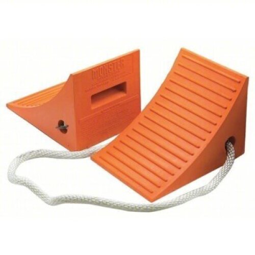 DESCRIPTION: (1) SET OF OF WHEEL CHOCKS BRAND/MODEL: 437T72 SIZE: Urethane, 35 in Max Compatible Wheel Dia, 40,000 lb Vehicle Wt - Max, 2 Chocks, 1 PR