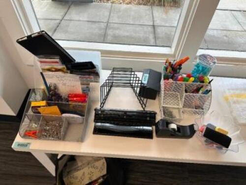 DESCRIPTION (1) LOT OF ASSORTED OFFICE SUPPLIES. LOCATION FRONT QTY 1