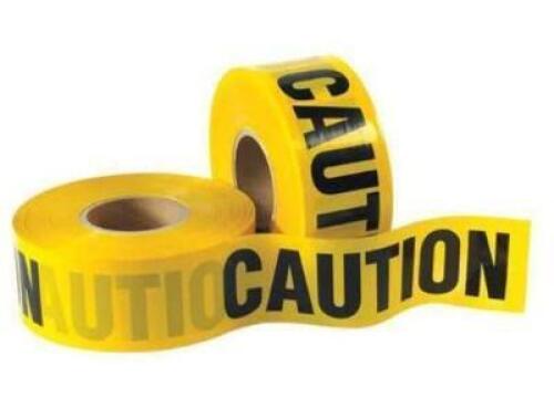 DESCRIPTION: (4) BARRICADE TAPE BRAND/MODEL: PARTNER BRAND/T968CCC INFORMATION: YELLOW & BLACK/CAUTION ON TAPE RETAIL$: 25.36 EACH SIZE: 3" X 1000' QT