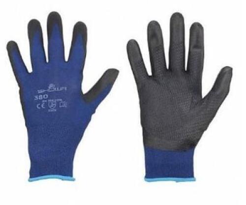 DESCRIPTION: (12) COATED GLOVES BRAND/MODEL: SHOWA/380 INFORMATION: BLUE & BLACK/ABRASION LEVEL: 4 RETAIL$: 76.56 PER LOT SIZE: SMALL QTY: 12