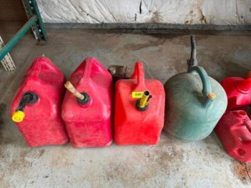 (4) ASSORTED 5 GALLON PLASTIC GAS / FUEL CANS.