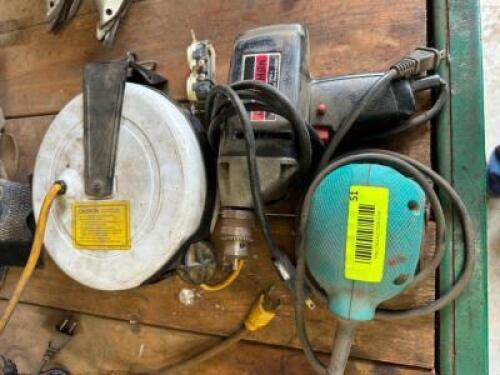 RETRACTABLE EXTENSION CORD, PALM SANDER, DRILL