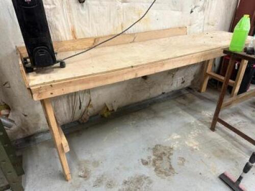 6' X 20" CUSTOM BUILT WOODEN WORK TABLE