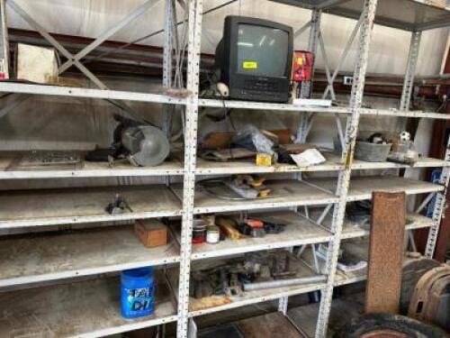 CONTENTS OF (3) METAL SHELVES. MISC. PARTS.