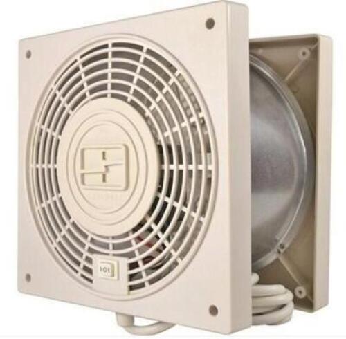 DESCRIPTION: (1) ROOM TO ROOM FAN BRAND/MODEL: THRUWALL/TW408B INFORMATION: 2-SPEED/90-130 CFM RETAIL$: 55.99 SIZE: 5.37"D X 9.25"H X 9.28"W QTY: 1
