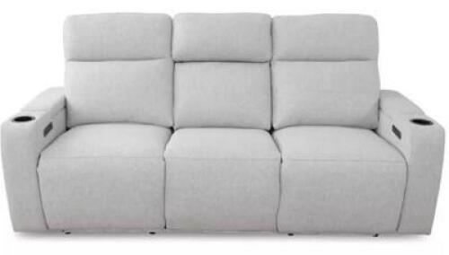LIGHT GRAY FABRIC POWER RECLINING SOFA