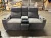 GRAY FABRIC POWER RECLINING LOVESEAT - 6