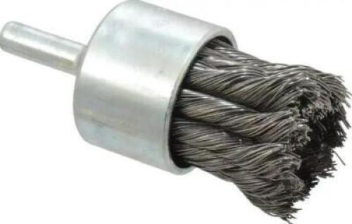 DESCRIPTION: (6) STEEL END BRUSH BRAND/MODEL: WEILER/90323 INFORMATION: KNOTTED/MAX RPM: 22,000 RETAIL$: 17.72 EACH SIZE: 6"SHANK DIA X 1/4"SHANK DIA