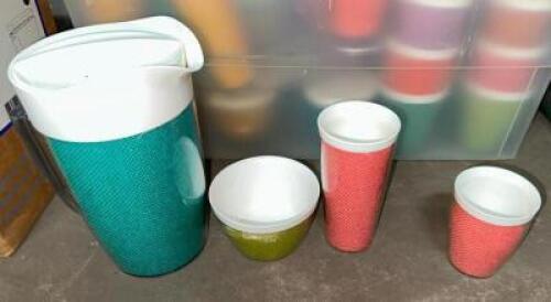 ONE TOTE OF MULTI-COLORED PLASTIC CUPS