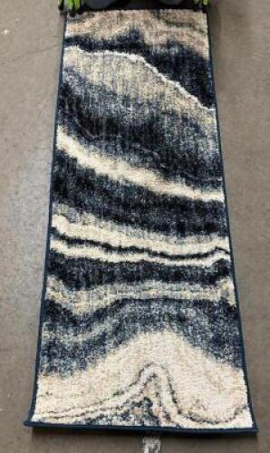 22"X60" MIDNIGHT MARBLE INDIGO RUNNER RUG