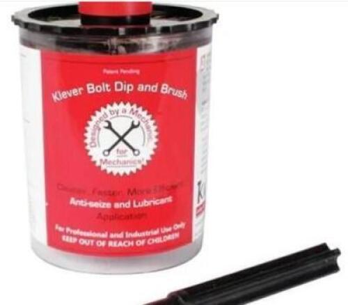 DESCRIPTION: (2) ANTI-SEIZE BOLT DIP BRAND/MODEL: KLEVER/18338 INFORMATION: WITH BRUSH RETAIL$: 25.99 EACH SIZE: 8 OZ. QTY: 2