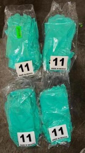 (4)- PACKS OF RUBBER DISHWASHING GLOVES