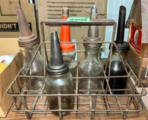 METAL CADDY WITH GLASS OIL CANISTERS