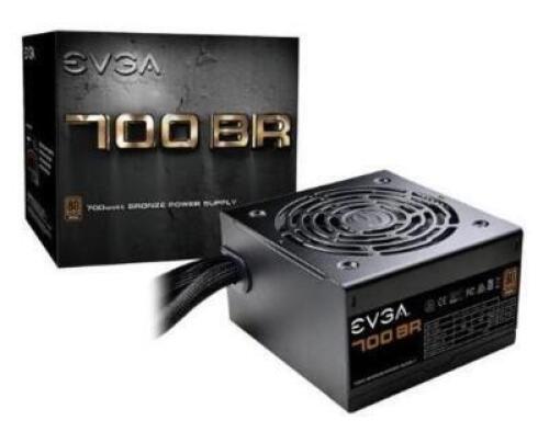 DESCRIPTION: (1) NON-MODULAR POWER SUPPLY BRAND/MODEL: EVGA/100-BR-0700-K1 INFORMATION: BLACK/700W/12 VOLT RETAIL$: 68.99 SIZE: 3.35" X 5.91" X 5.51"