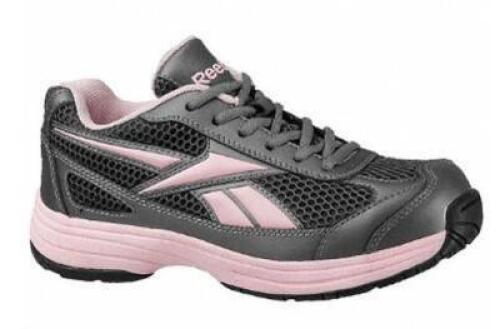 DESCRIPTION: (1) ATHLETIC SHOE BRAND/MODEL: REEBOK/RB164-10W INFORMATION: PINK TRIM & GRAY/STEEL TOE RETAIL$: 100.07 SIZE: WOMEN'S: 10 QTY: 1