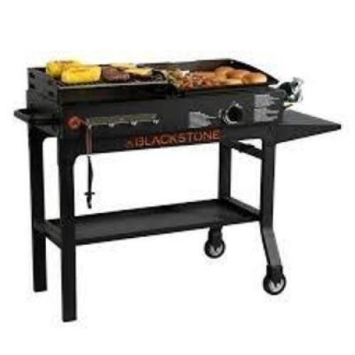 DESCRIPTION: (1) GRIDDLE AND CHARCOAL GRILL BRAND/MODEL: BLACKSTONE INFORMATION: BLACK SIZE: 17" RETAIL$: $258.00 EA QTY: 1