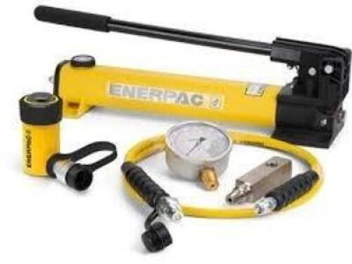 DESCRIPTION: (1) HYDRAULIC CYLINDER AND HAND PUMP BRAND/MODEL: ENERPAC #SCR102H INFORMATION: YELLOW, 10 TON CAPACITY SIZE: 2.13" STROKE RETAIL$: $1895