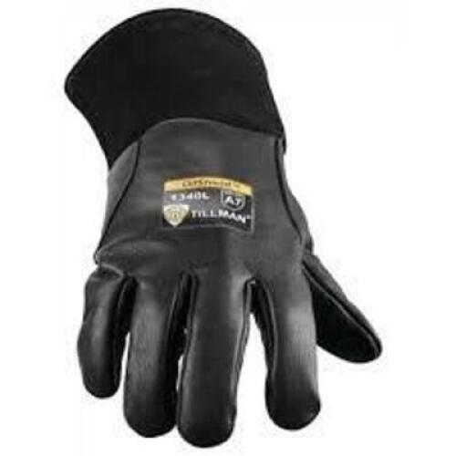 DESCRIPTION: (12) PAIRS OF OIL RESISTANT MIG WELDING GLOVESBRAND/MODEL: TILLMAN #1340MINFORMATION: BLACK, TOP GRAIN GOATSKIN, ANSI A7SIZE: MEDIUMRETAIL$: $30.95 EAQTY: 12
