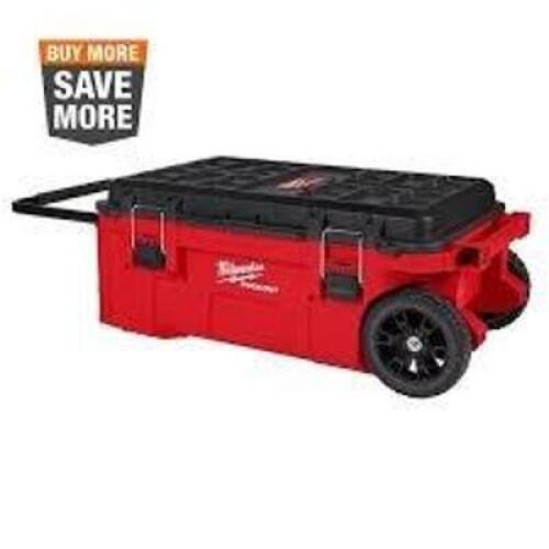 DESCRIPTION: (1) PACKOUT SYSTEM, ROLLING TOOL BOX BRAND/MODEL: MILWAUKEE #48-22-8428 INFORMATION: RED SIZE: 16.3" X 14.3" X 22.2" RETAIL$: $179.00 EA