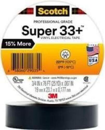 DESCRIPTION: (10) ROLLS OF PROFESSIONAL GRADE VINYL ELECTRIC TAPE BRAND/MODEL: SCOTCH 3M #21485-10 INFORMATION: BLACK SIZE: 3/4" X 76' RETAIL$: $101.5