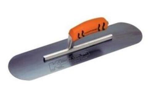 DESCRIPTION: (2) POOL TROWEL BRAND/MODEL: KRAFT TOOLS/CF293BPF INFORMATION: SOFT DRIP HANDLE/BLUE STEEL RETAIL$: 47.40 EACH SIZE: 11-5/8"SHANK X 20"BL