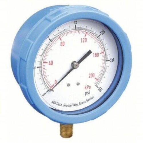DESCRIPTION: (6) INDUSTRIAL PRESSURE GAUGE BRAND/MODEL: PRODUCT NUMBER #4EFG2 INFORMATION: BLUE, 0 TO 30 PSI, 1/4" NPT SIZE: 4" DIAL RETAIL$: $71.10 E