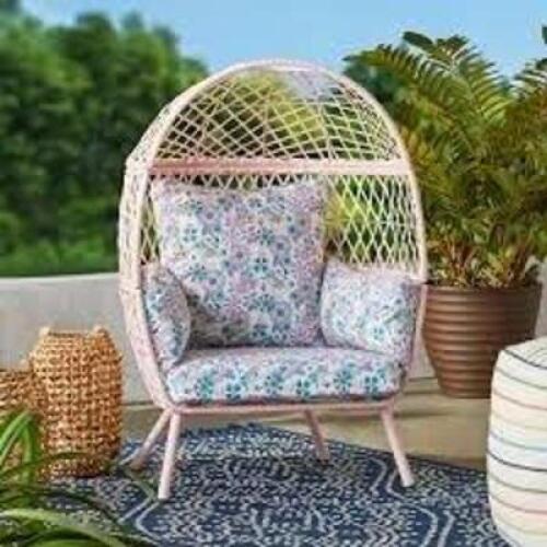 DESCRIPTION: (1) OUTDOOR KIDS STATIONARY EGG CHAIR BRAND/MODEL: BETTER HOME AND GARDEN INFORMATION: PINK RETAIL$: $124.00 EA QTY: 1