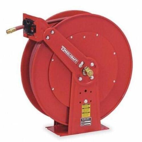 DESCRIPTION: (1) SPRING RETURN HOSE REEL BRAND/MODEL: REELCRAFT/D83075-OLP INFORMATION: RED/HOSE CAPACITY: 75'/250 PSI RETAIL$: 988.00 SIZE: 25-3/8"H