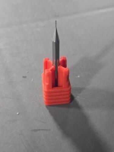DESCRIPTION: (4) SOLID CARBIDE SQ END MILL BRAND/MODEL: ACCUPRO 62776448 SIZE: 1/64" DIA 1/8" SD 0.0450" LOC RETAIL$: $136.36 QTY: 4