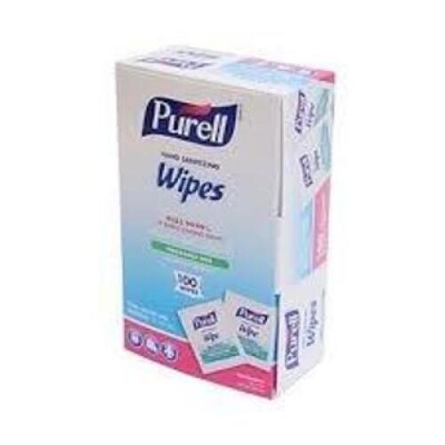 DESCRIPTION: (4) PACKS OF (100) HAND SANITIZING WIPES BRAND/MODEL: PURELL SIZE: 100 WIPES PER BOX RETAIL$: $14.25 EA QTY: 4