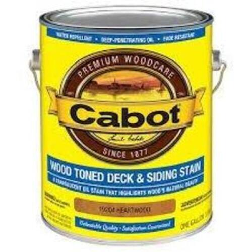 DESCRIPTION: (1) WOOD TONED STAIN BRAND/MODEL: CABOT #19204 INFORMATION: HEARTWOOD SIZE: 1 GALLON RETAIL$: $55.78 EA QTY: 1