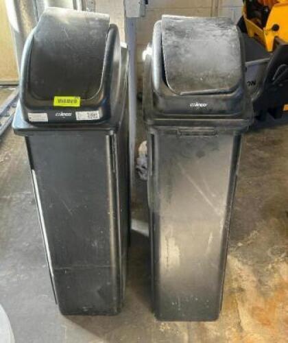 (2) WINCO 20 GALLON BAR SIDE TRASH CANS W/ LIDS.