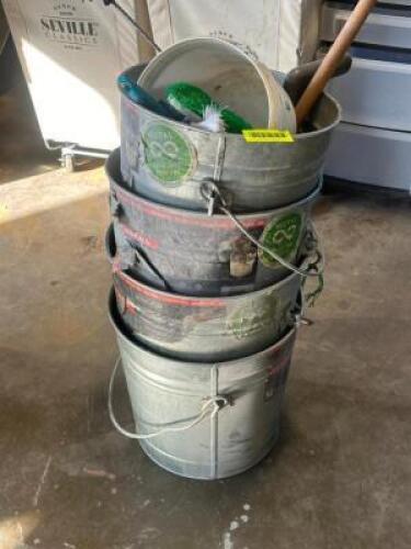 (4) GALVANIZED METAL MOP BUCKETS