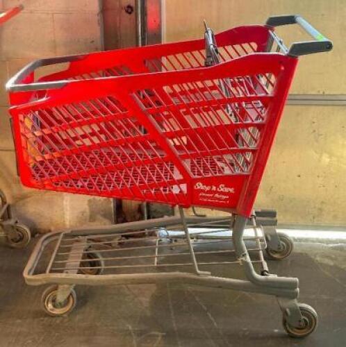 RED PLASTIC SHOPPING CART