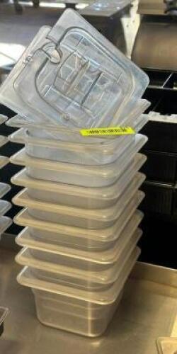(8) 1/6 SIZE PLASTIC INSERTS W/ LIDS