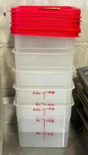(4) 6 QT PLASTIC CONTAINERS W/ LIDS