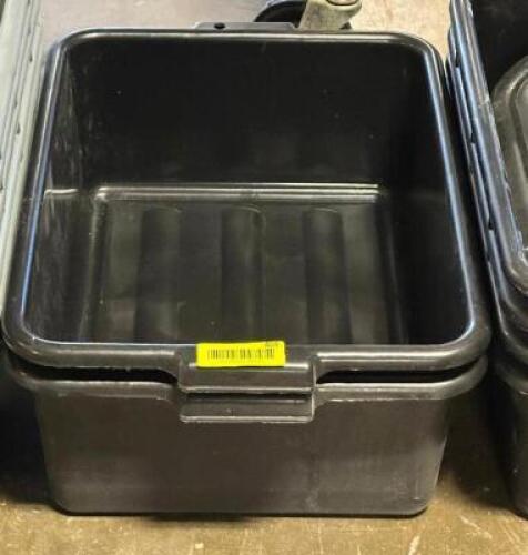 (2) BLACK PLASTIC BUS TUBS