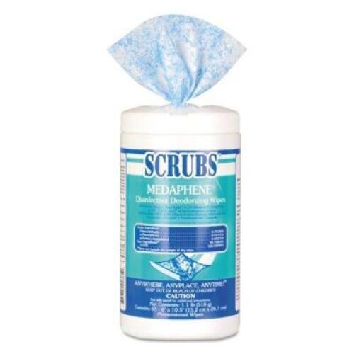 DESCRIPTION: (6) DISINFECTING WIPES BRAND/MODEL: SCRUB/96365 INFORMATION: CITRUS/WHITE/65-WIPES RETAIL$: $46.50 TOTAL SIZE: 8" X 7" QTY: 6