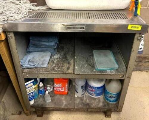 STAINLESS STEEL WORK TOP WITH STORAGE SHELVES